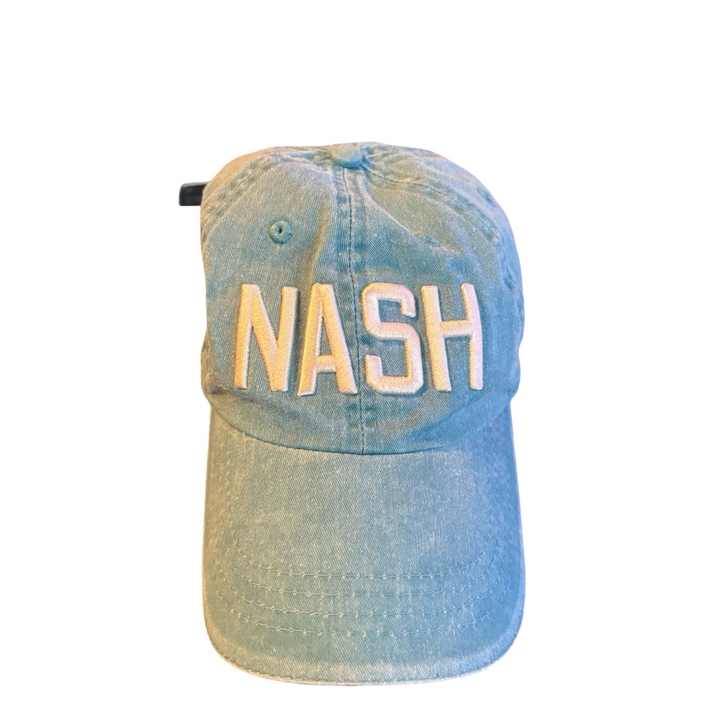 Blue NASH Cap Distressed Robins Egg Blue Ball Cap Country Western Nashville